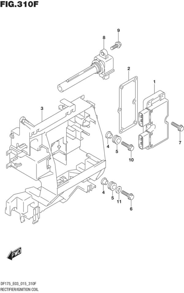 DF150,-175,-T,-Z,-ST,TG,-ZG,-510001 Rectifier/Ignition Coil (DF175TG E03)