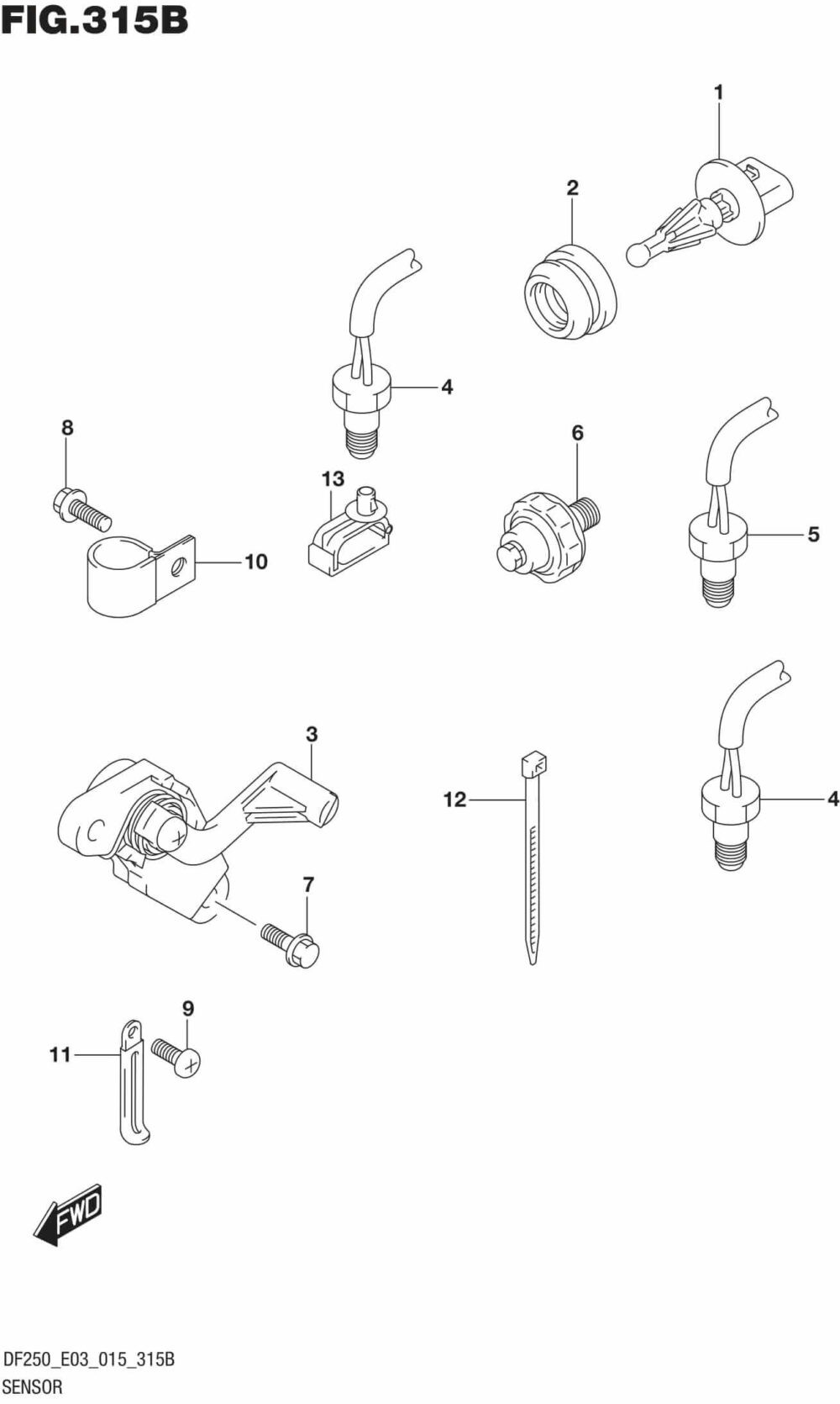 DF200T,Z-225,T,Z-250,T,Z,ST-510001 Sensor (DF200Z E03)