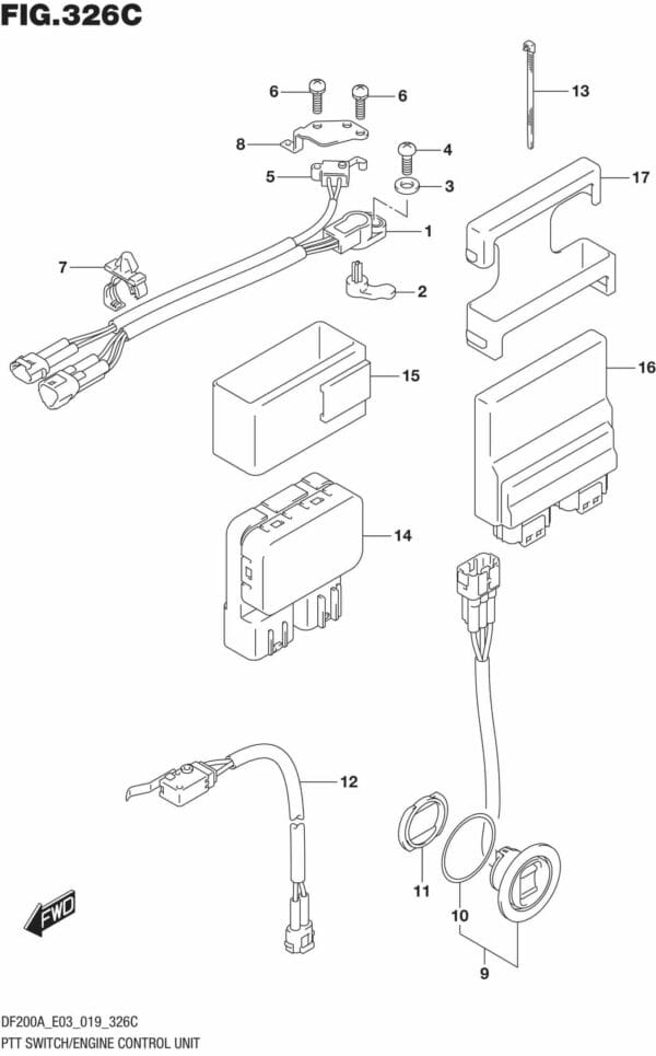 DF150AT,AZ,175AT,AZ,200AT,AZ,AST-910001 PTT Switch/Engine Control Unit (DF150AT)(DF150AZ)