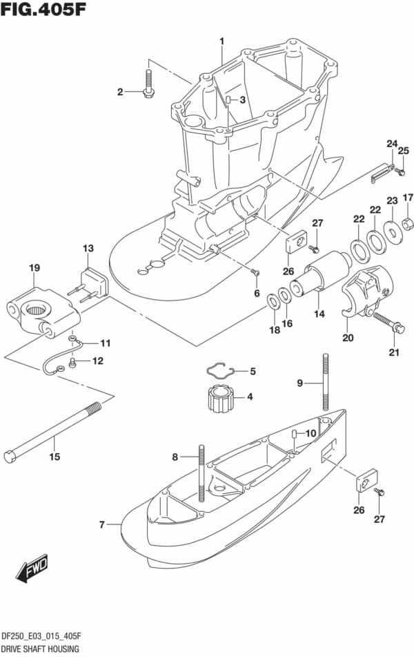 DF200T,Z-225,T,Z-250,T,Z,ST-510001 Drive Shaft Housing TRANSOM(X,XX) (DF250Z E03)