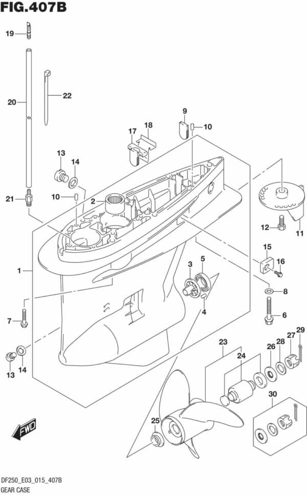 DF200T,Z-225,T,Z-250,T,Z,ST-510001 Gear Case (DF200Z E03)