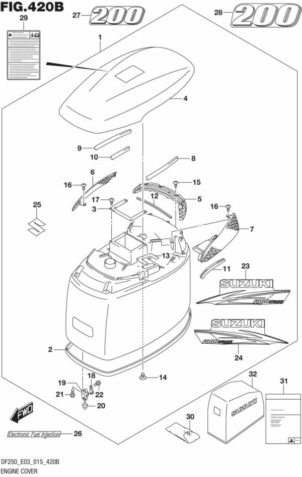 DF200T,Z-225,T,Z-250,T,Z,ST-510001 Engine Cover (FOR Y5S) (DF200T E03)