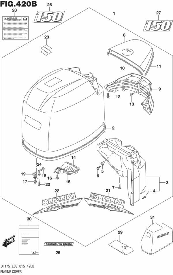 DF150,-175,-T,-Z,-ST,TG,-ZG,-510001 Engine Cover (FOR Y5S) (DF150T E03)