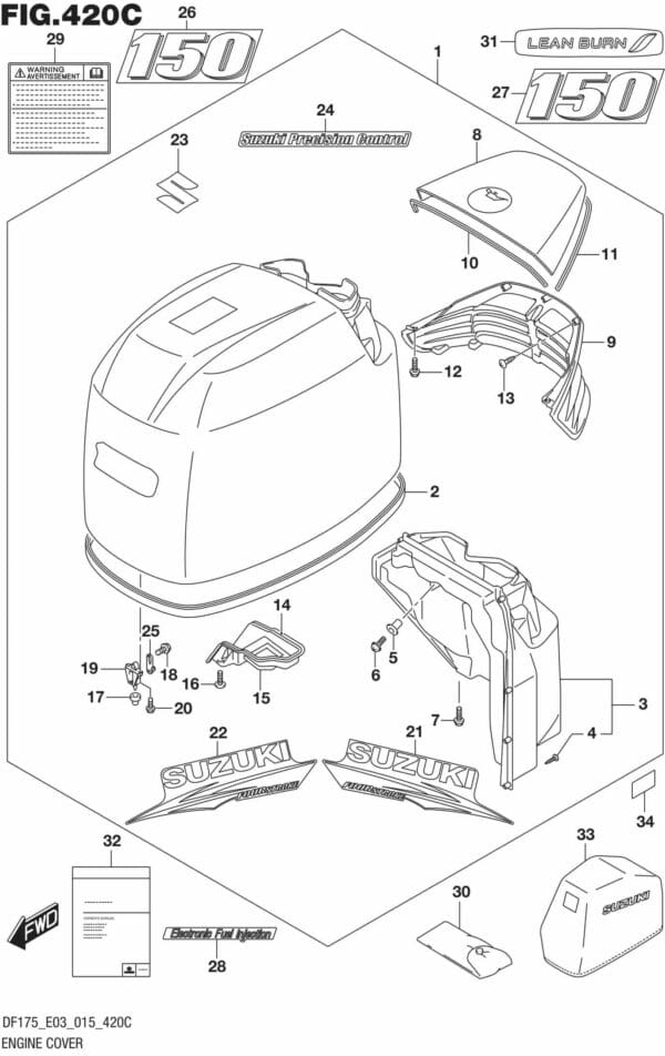 DF150,-175,-T,-Z,-ST,TG,-ZG,-510001 Engine Cover (FOR 0EP) (DF150TG E03)