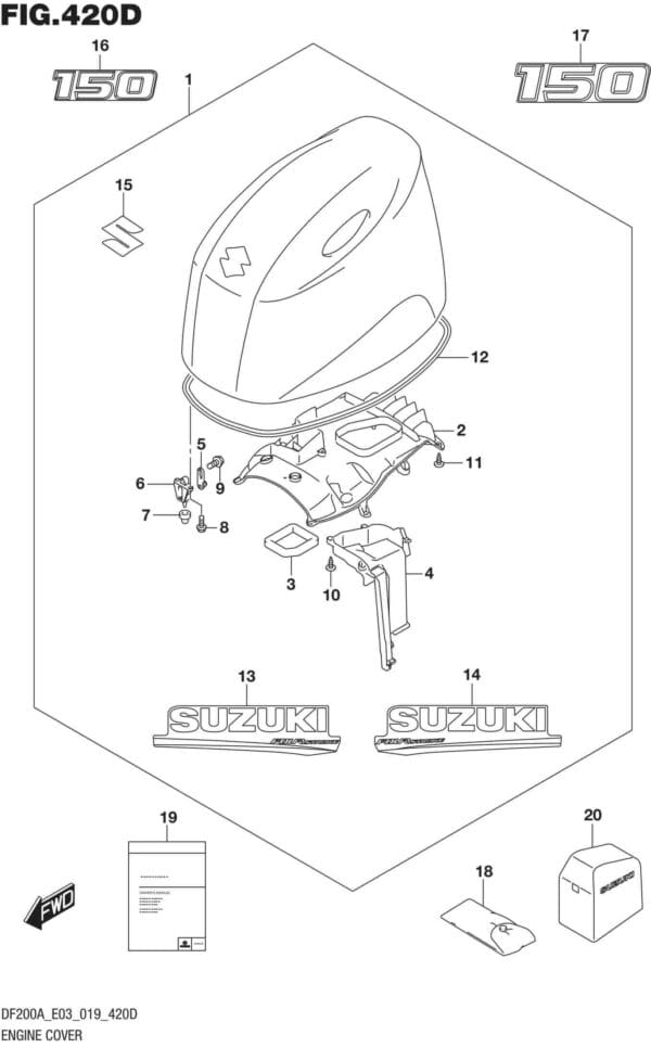 DF150AT,AZ,175AT,AZ,200AT,AZ,AST-910001 Engine Cover (DF150AT) (FOR YAY,Y5S)