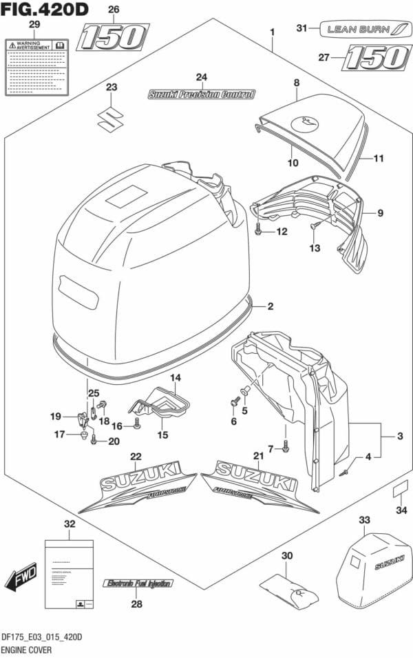 DF150,-175,-T,-Z,-ST,TG,-ZG,-510001 Engine Cover (FOR Y5S) (DF150TG E03)