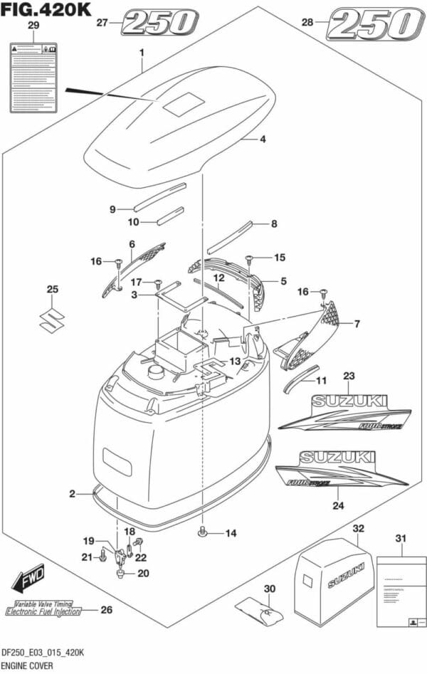 DF200T,Z-225,T,Z-250,T,Z,ST-510001 Engine Cover (FOR Y5S) (DF250T E03)