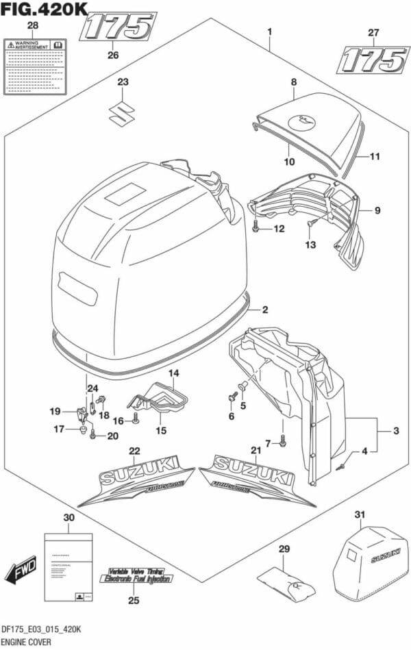 DF150,-175,-T,-Z,-ST,TG,-ZG,-510001 Engine Cover (FOR Y5S) (DF175T E03)