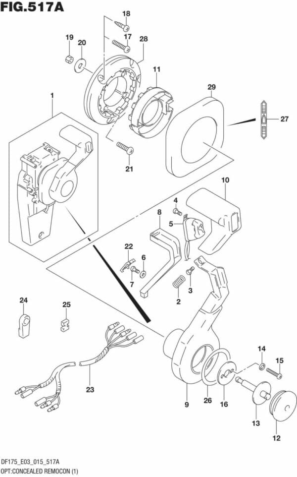 DF150,-175,-T,-Z,-ST,TG,-ZG,-510001 OPT: Concealed Remocon (1) (DF150T E03)