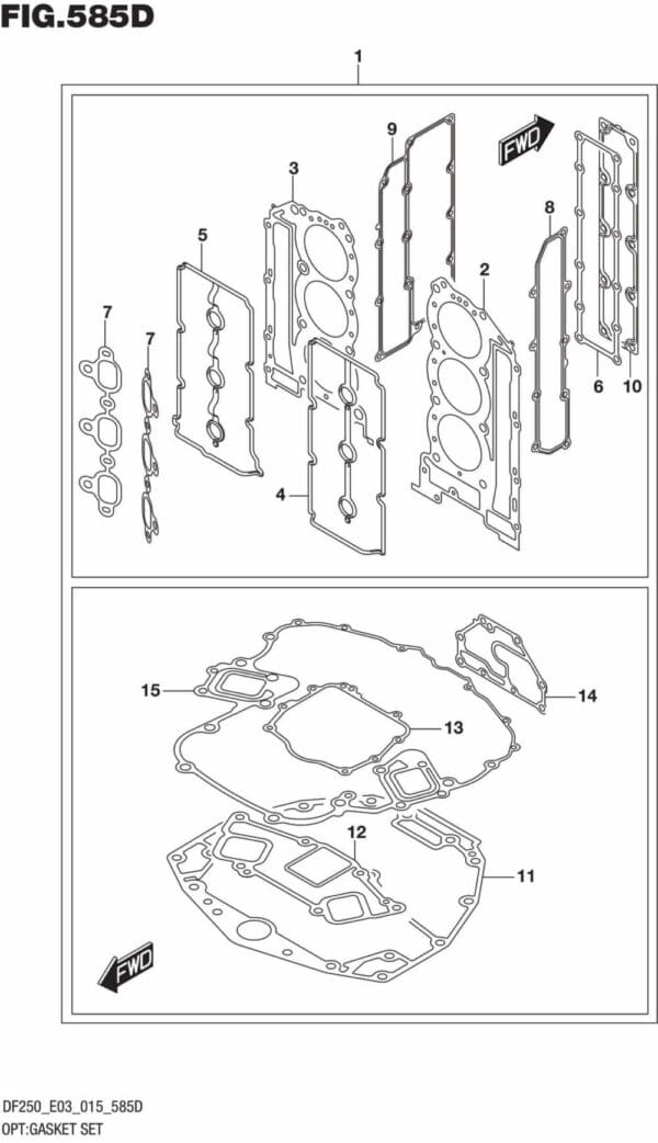 DF200T,Z-225,T,Z-250,T,Z,ST-510001 OPT: Gasket Set (DF225Z E03)