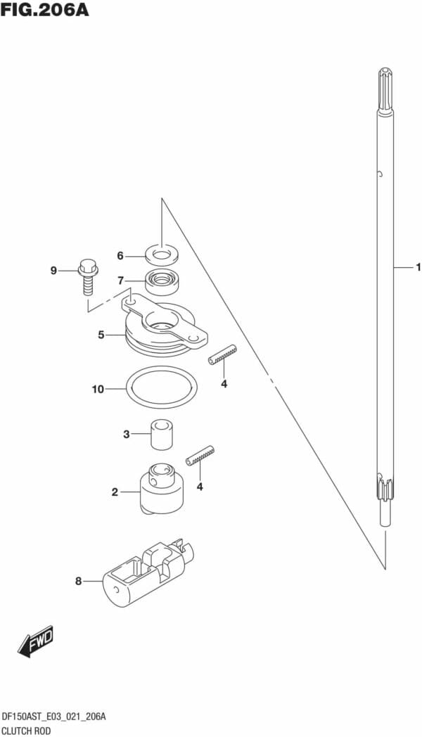 DF150AST,200AST-140001 Clutch Rod