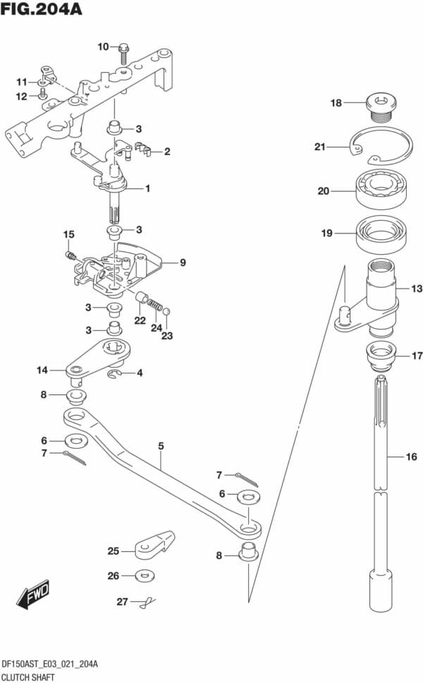 DF150AST,200AST-140001 Clutch Shaft