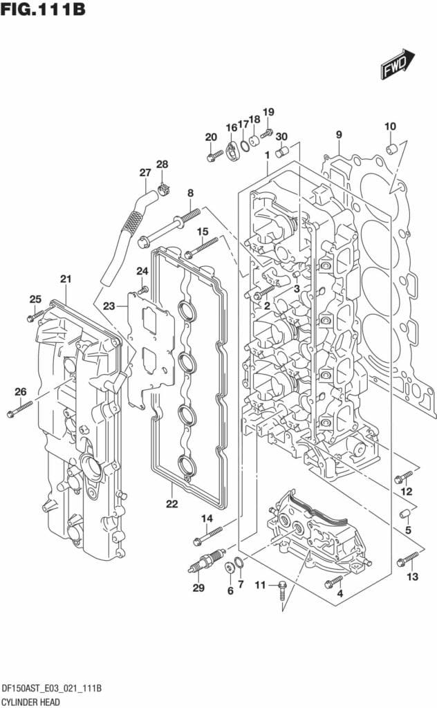 DF150AST,200AST-140001 Cylinder Head (DF150AST)