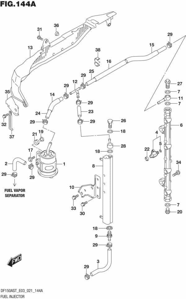 DF150AST,200AST-140001 Fuel Injector