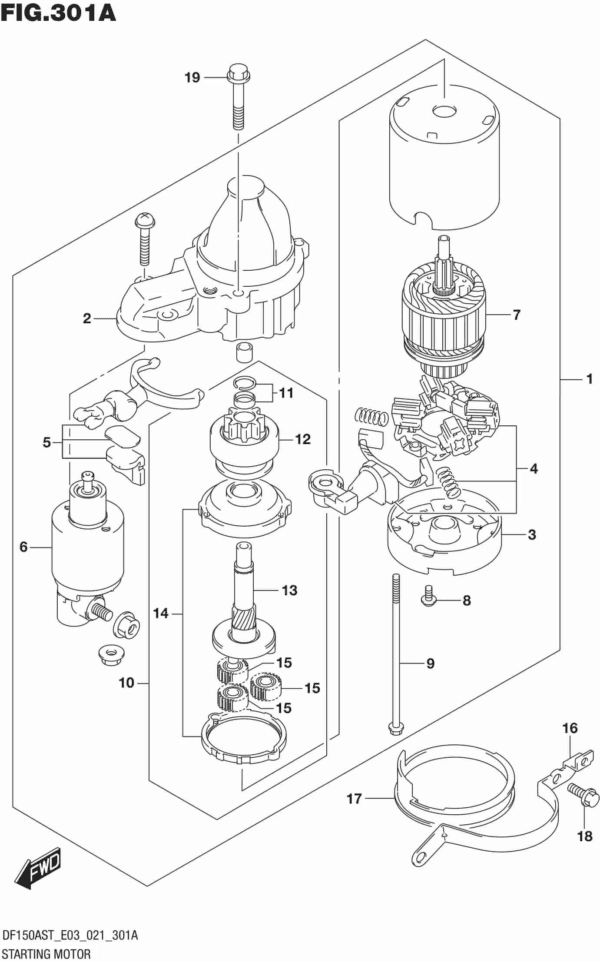 DF150AST,200AST-140001 Starting Motor