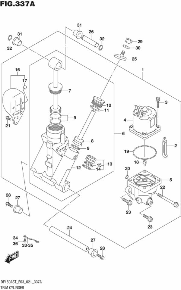 DF150AST,200AST-140001 Trim Cylinder