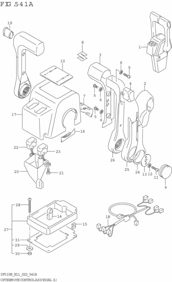 DF115BT,BZ-240001 OPT: Remote Control Assy Dual (1)