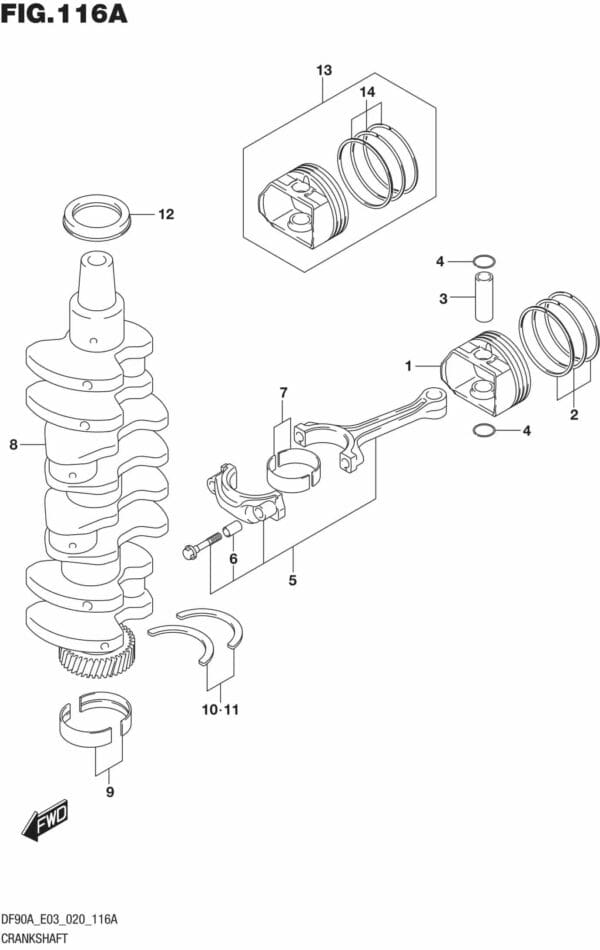 DF70AT-90AT-040001 Crankshaft