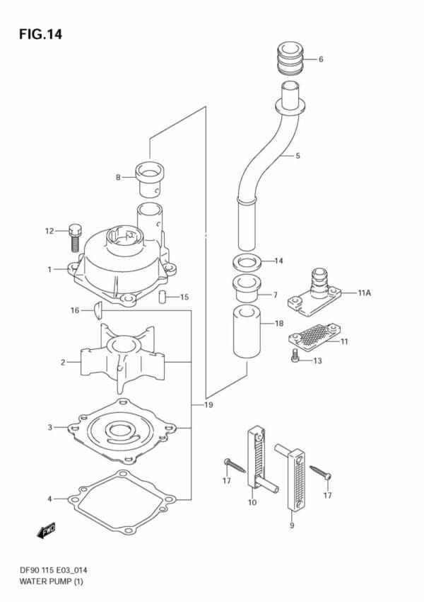 DF90/115 2001-2008 DF100/115 2009-2011 Water Pump