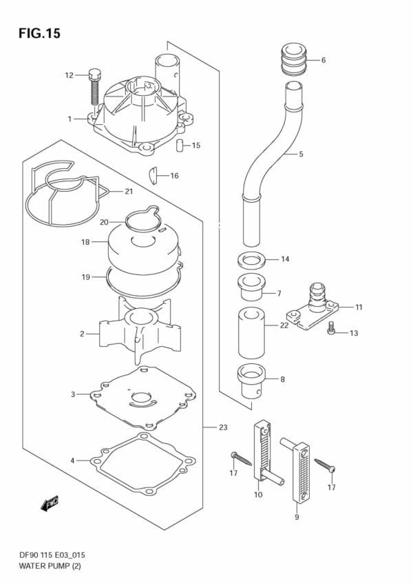 DF90/115 2001-2008 DF100/115 2009-2011 Water Pump (DF90T:680686~,DF115T:681518~,DF115Z,DF100T)