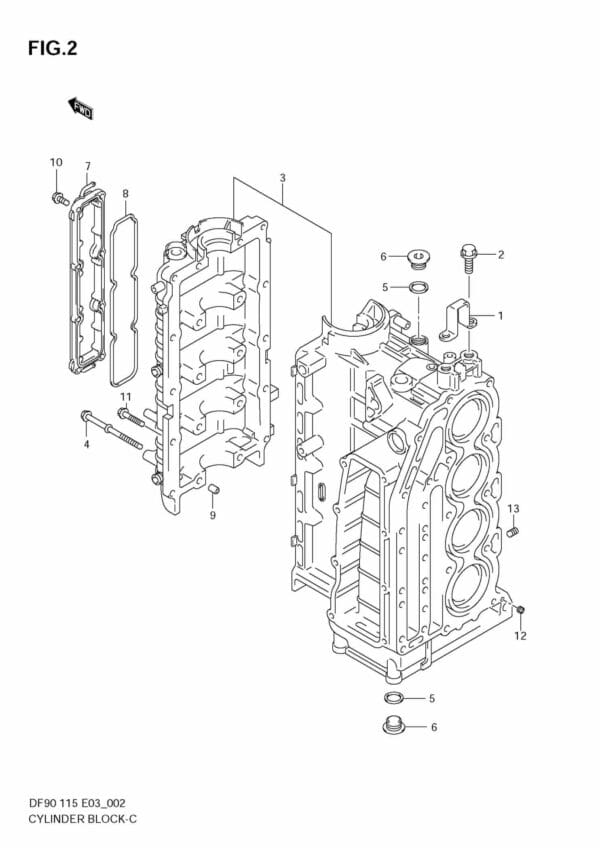 DF90/115 2001-2008 DF100/115 2009-2011 Cylinder Block