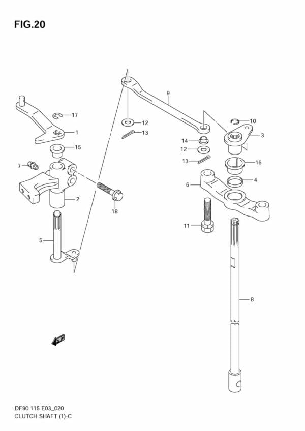 DF90/115 2001-2008 DF100/115 2009-2011 Clutch Shaft