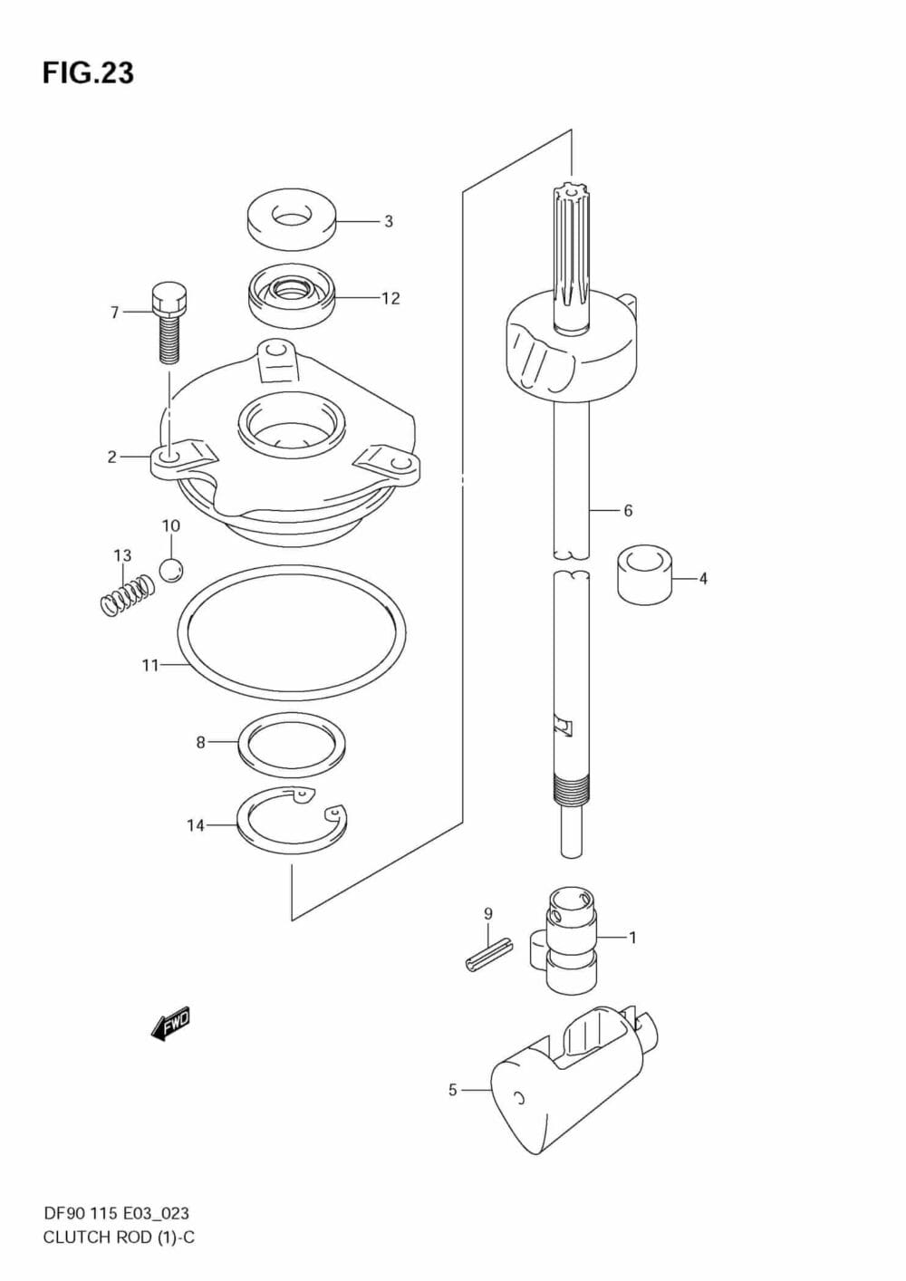 Clutch Rod (DF90T,DF115T) Precision Marine