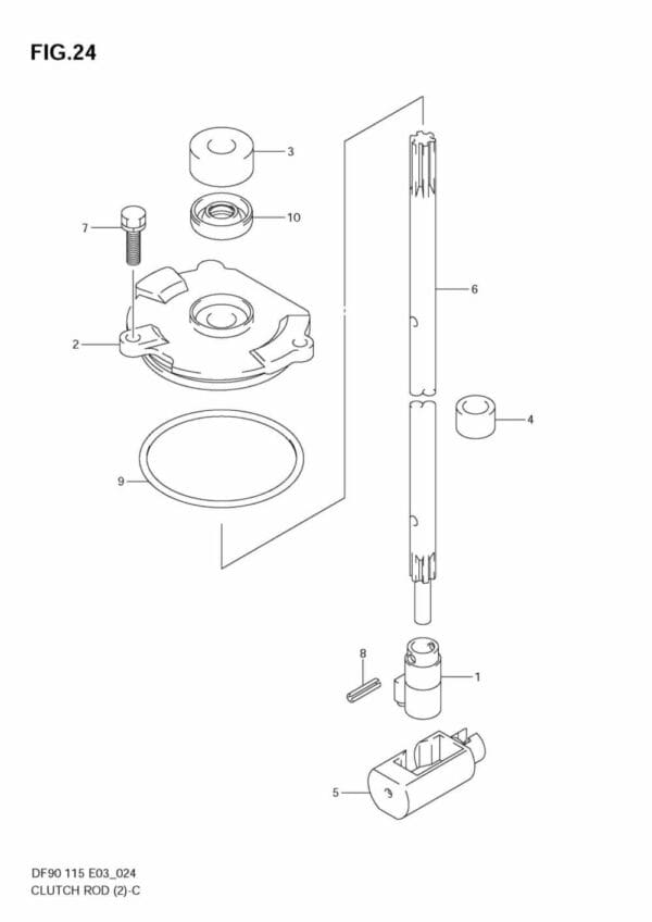 DF90/115 2001-2008 DF100/115 2009-2011 Clutch Rod (DF90T:680686~,DF115T:681518~,DF100T)