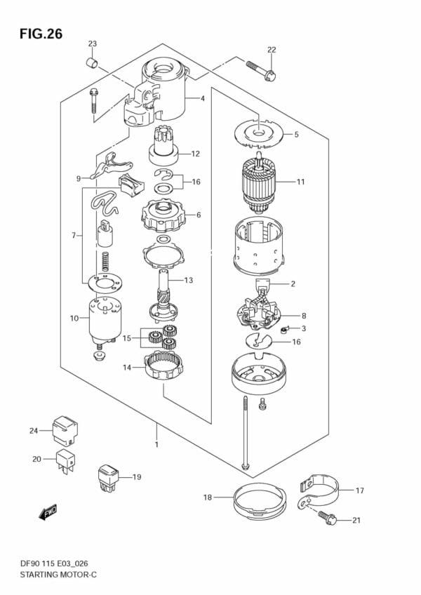 DF90/115 2001-2008 DF100/115 2009-2011 Starting Motor