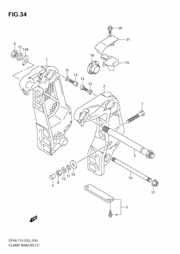 DF90/115 2001-2008 DF100/115 2009-2011 Clamp Bracket