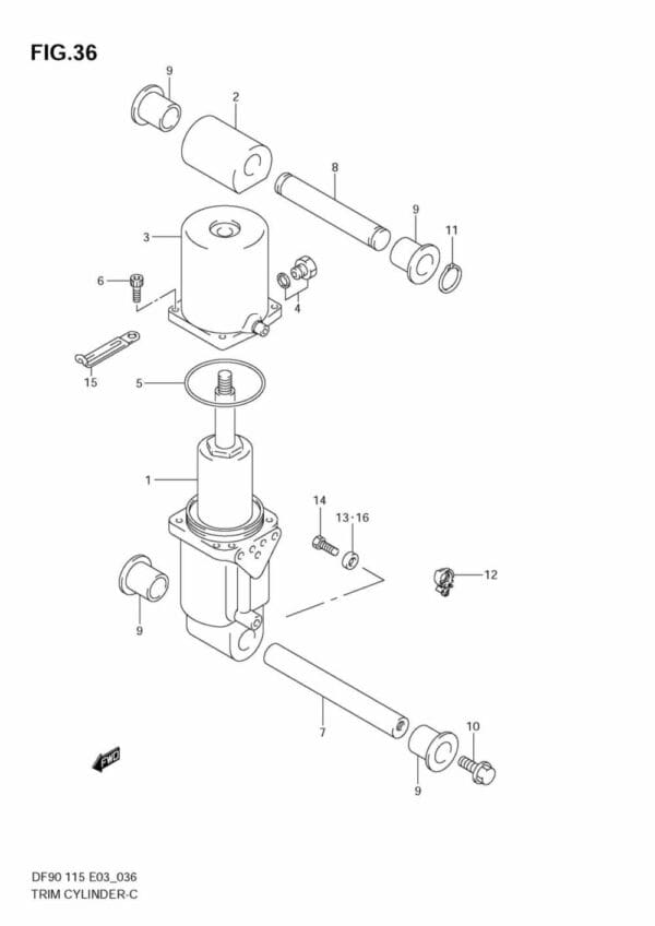 DF90/115 2001-2008 DF100/115 2009-2011 Trim Cylinder