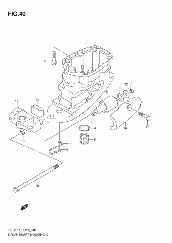DF90/115 2001-2008 DF100/115 2009-2011 Drive Shaft Housing