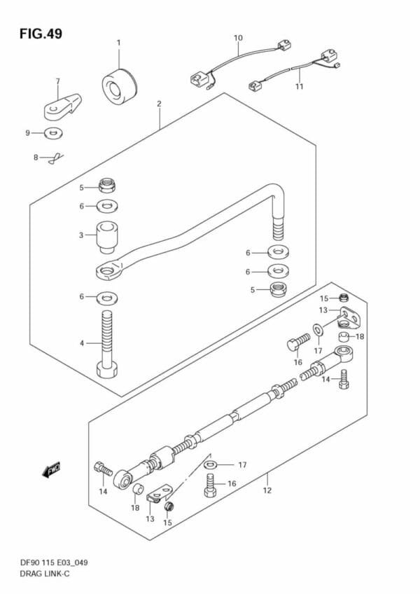 DF90/115 2001-2008 DF100/115 2009-2011 Drag Link