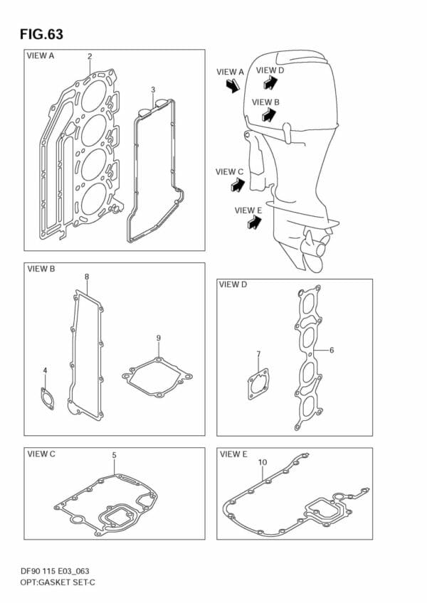DF90/115 2001-2008 DF100/115 2009-2011 OPT: Gasket Set