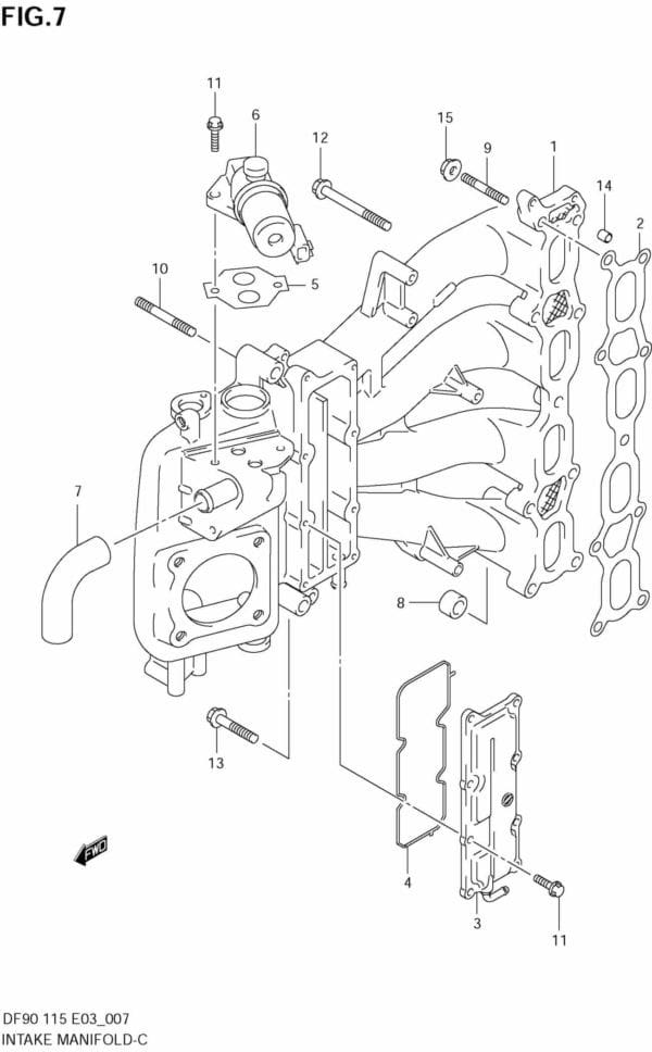 DF90/115 2001-2008 DF100/115 2009-2011 Intake Manifold