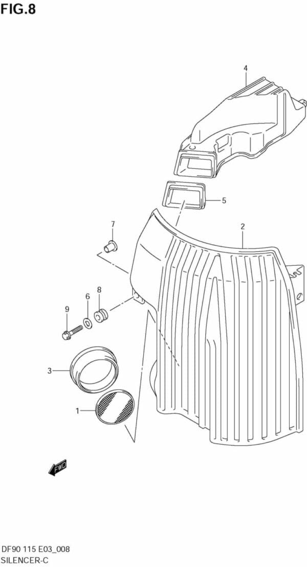 DF90/115 2001-2008 DF100/115 2009-2011 Silencer