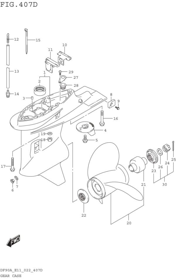 Gear Case (DF80A:E40:(021 022))