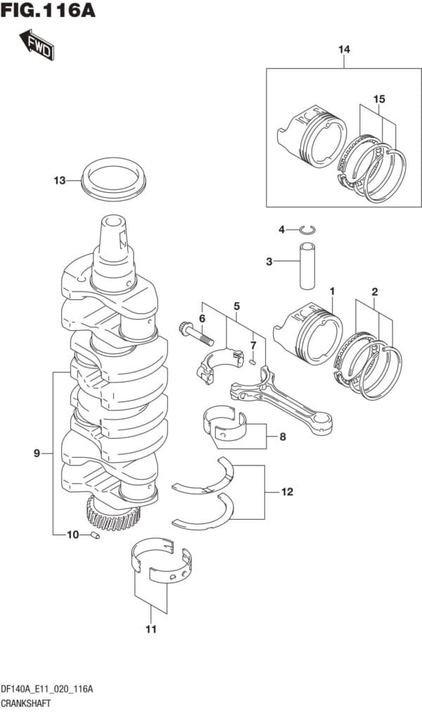 DF100AT,115AT,AZ,AST,140AT,AZ-040001 Crankshaft