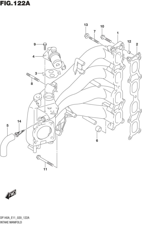 DF100AT,115AT,AZ,AST,140AT,AZ-040001 Intake Manifold