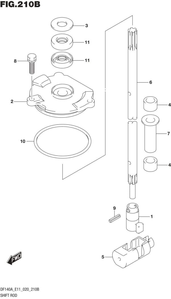 DF100AT,115AT,AZ,AST,140AT,AZ-040001 Shift Rod (DF115AZ)(DF140AZ)