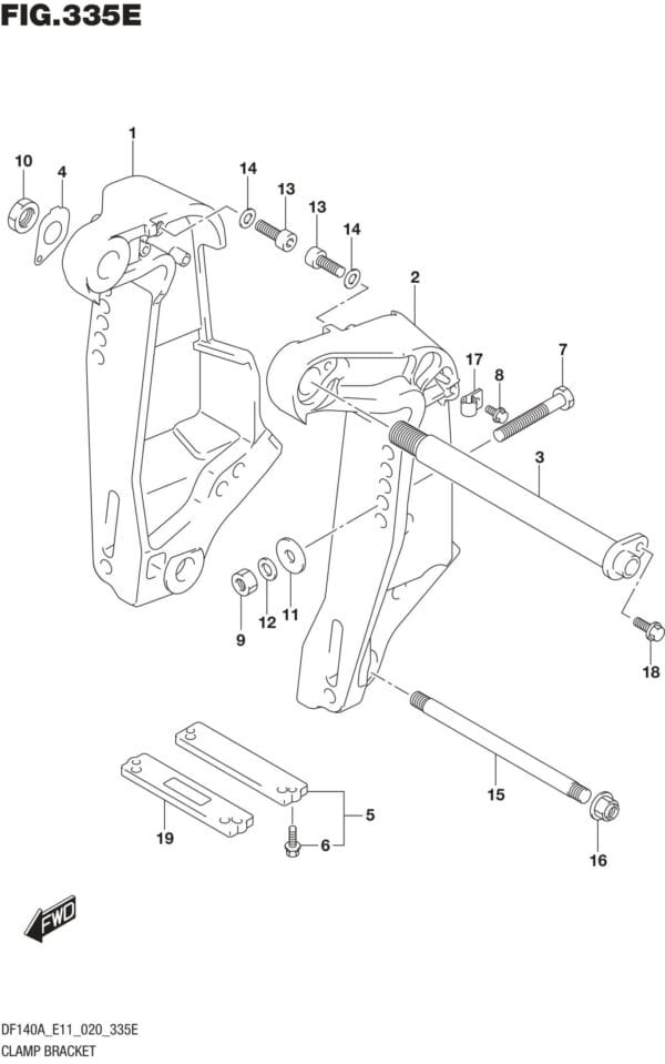 DF100AT,115AT,AZ,AST,140AT,AZ-040001 Clamp Bracket (DF140AT E11)(DF140AZ E11)