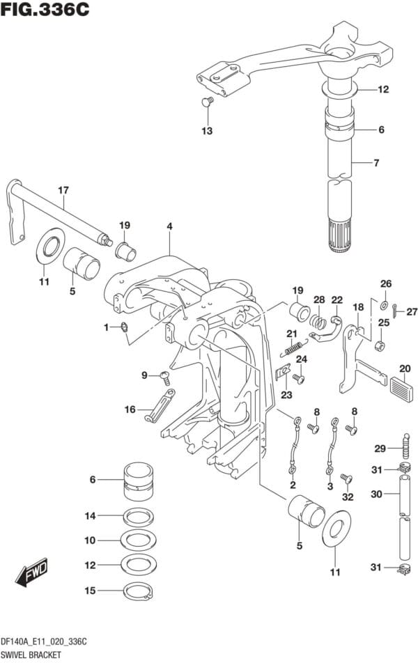 DF100AT,115AT,AZ,AST,140AT,AZ-040001 Swivel Bracket (DF115AT)(DF115AZ)