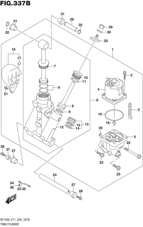 DF100AT,115AT,AZ,AST,140AT,AZ-040001 Trim Cylinder (DF115AST)(DF140AT E11)(DF140AZ E11)