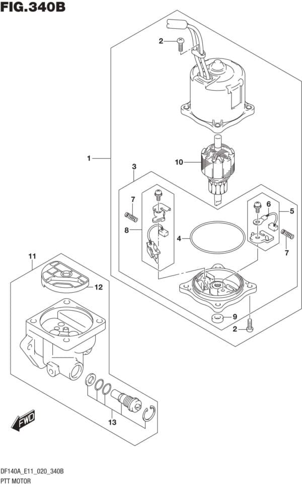 DF100AT,115AT,AZ,AST,140AT,AZ-040001 PTT Motor (DF115AST)(DF140AT)(DF140AZ)(DF115AST)