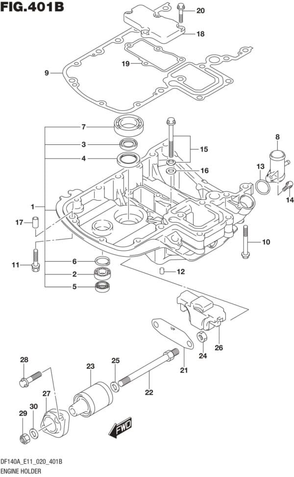 DF100AT,115AT,AZ,AST,140AT,AZ-040001 Engine Holder (DF115AT)(DF115AZ)(DF140AT)(DF140AZ)