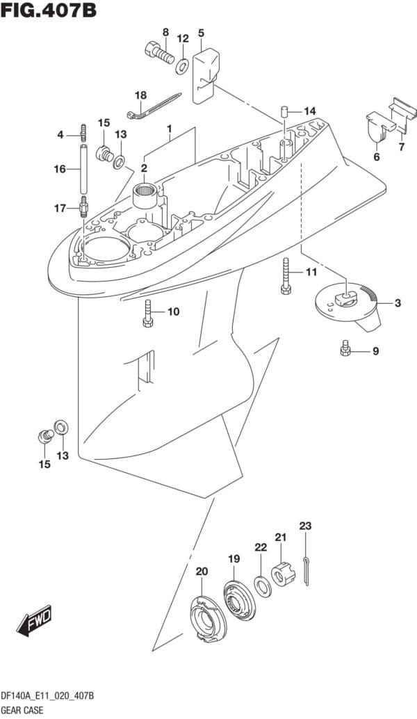 DF100AT,115AT,AZ,AST,140AT,AZ-040001 Gear Case (DF115AST)