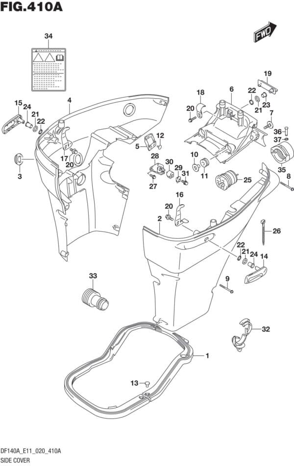 DF100AT,115AT,AZ,AST,140AT,AZ-040001 Side Cover (DF100AT)