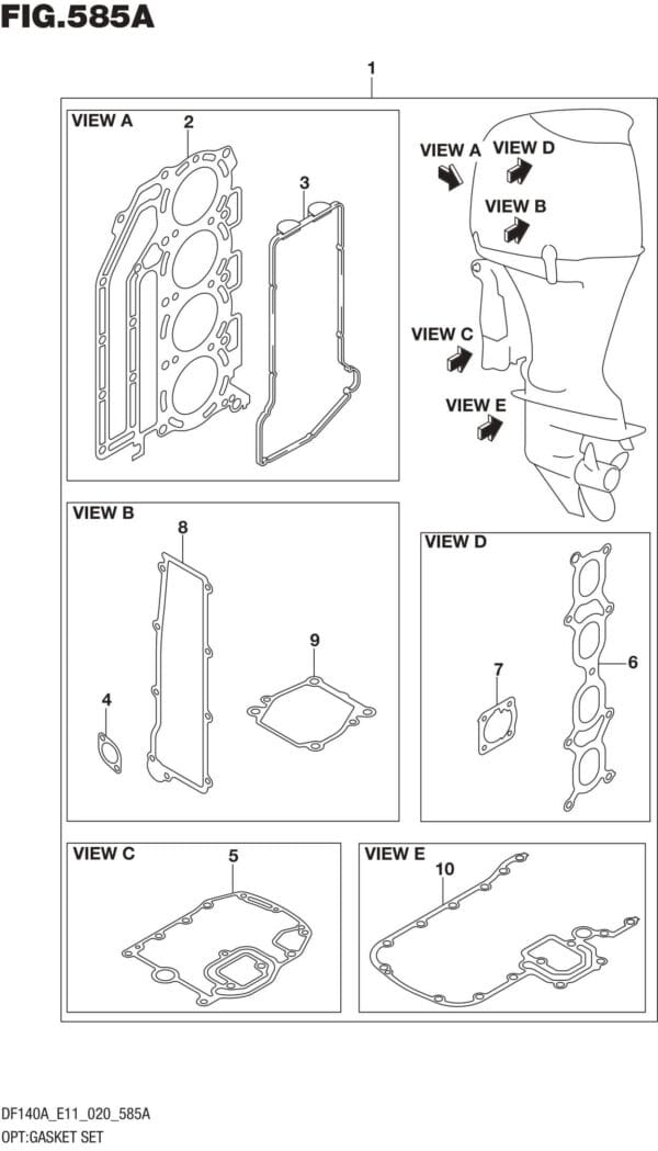 DF100AT,115AT,AZ,AST,140AT,AZ-040001 OPT: Gasket Set