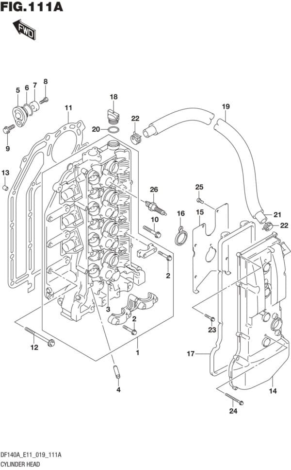 DF100AT,115AT,AZ,AST,140AT,AZ-910001 Cylinder Head