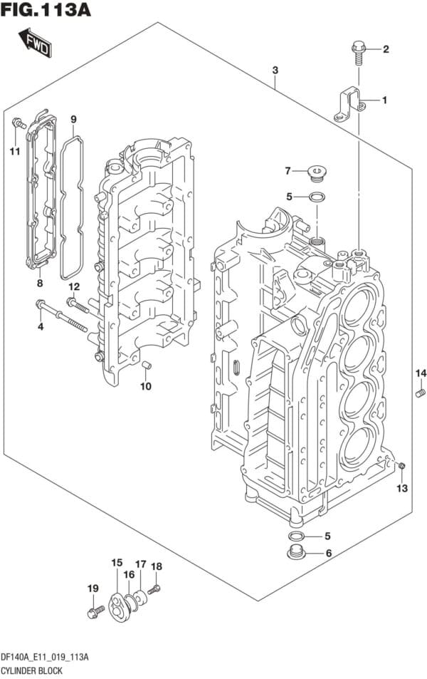 DF100AT,115AT,AZ,AST,140AT,AZ-810001 Cylinder Block